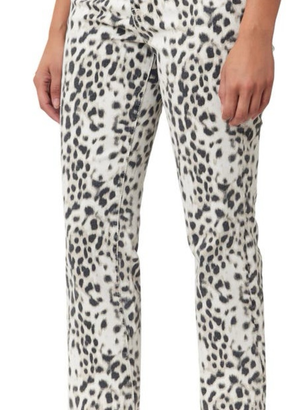 Kensie White and Black Leopard Print Straight Leg Jeans